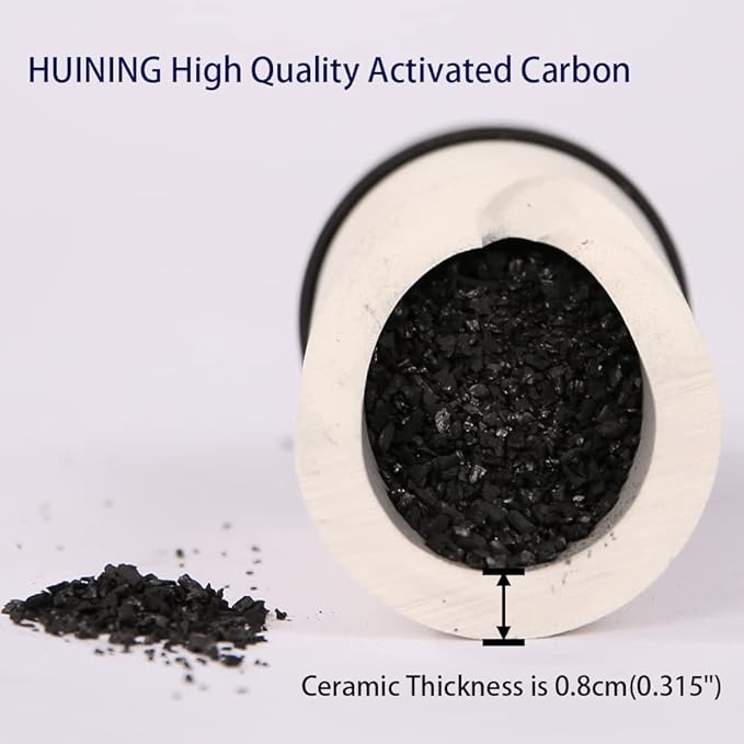 HUINING 7-inch Replacement Ceramic Filter Candle with Activated Carbon for Countertop Gravity Water Filter System and Cooler Filtration Systems