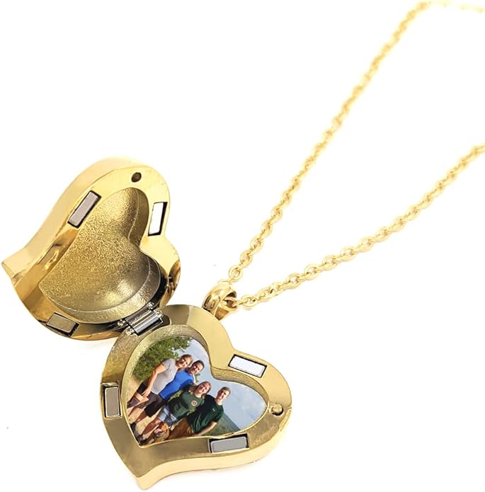 Amour Heart Pill Necklace - Polished Heart Locket with Strong Magnetic Closure - Medication Necklace - Keep Your Medication Securely with You at All Times - 26 Inch Chain