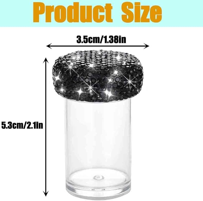 Bling Diamond Portable Waterproof Pill Case Medicine Dispenser Bottle Storage for Outdoor Camping Travel (Black)