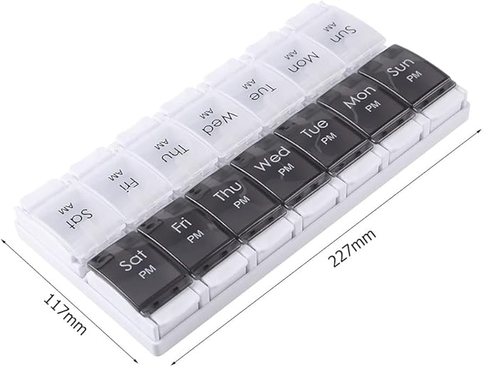 7 Day Pill Organizer 2 Times a Day - Weekly Medicine Dose Organizer Box, Vitamin Holder Case, Big Pill Container Box, 7 Day AM PM
