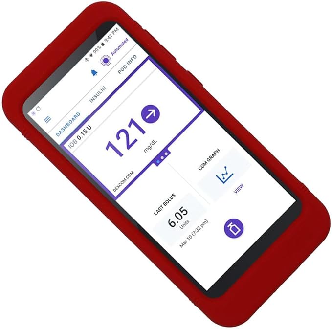 Silicone Case for Omnipod 5 Receiver (Continuous Glucose Monitoring) (Red)