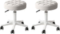 Small Rolling Stool with Wheels, PU Leather Height Adjustable Vanity Work Task Stool, 360 Swivel, Padded Seat Cushion,for Salon, Home, Office