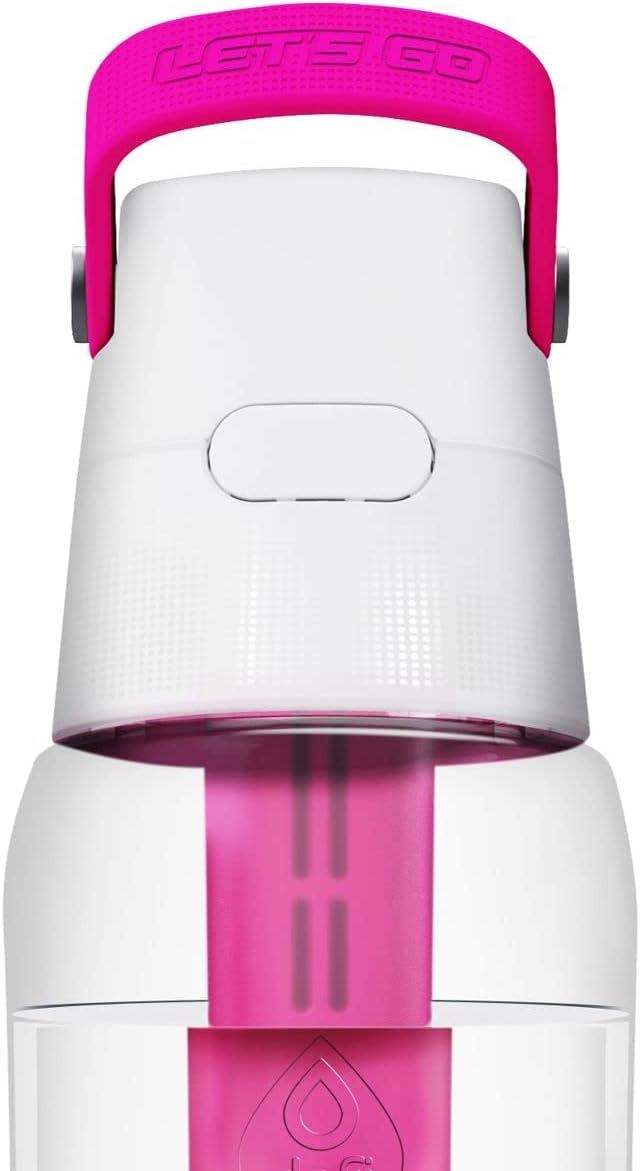 Dafi Filtered Water Bottle with Straw 24 oz - Sports Water Bottle Reusable with Carbon Filter for Travel, Gym, Daily Use - Leakproof, BPA-Free with Hypoallergenic Mouthpiece & Carrying Handle - Pink