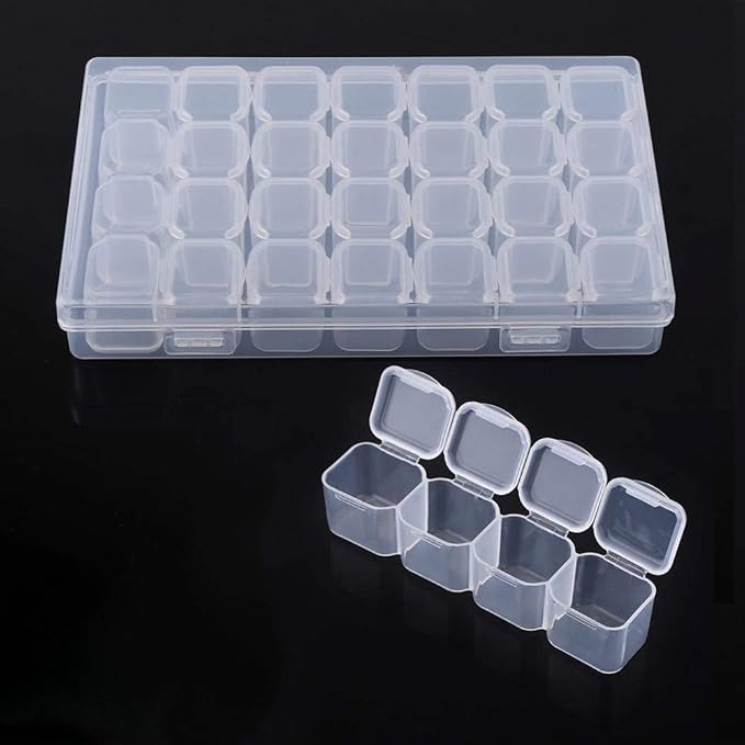 Monthly Pill Organizer,Clear Plastic 28 Slots Adjustable Oversized Pill Box for Travel, Storage Organizer for Storing Pills, Earrings, Finger Rings, Necklace Beads