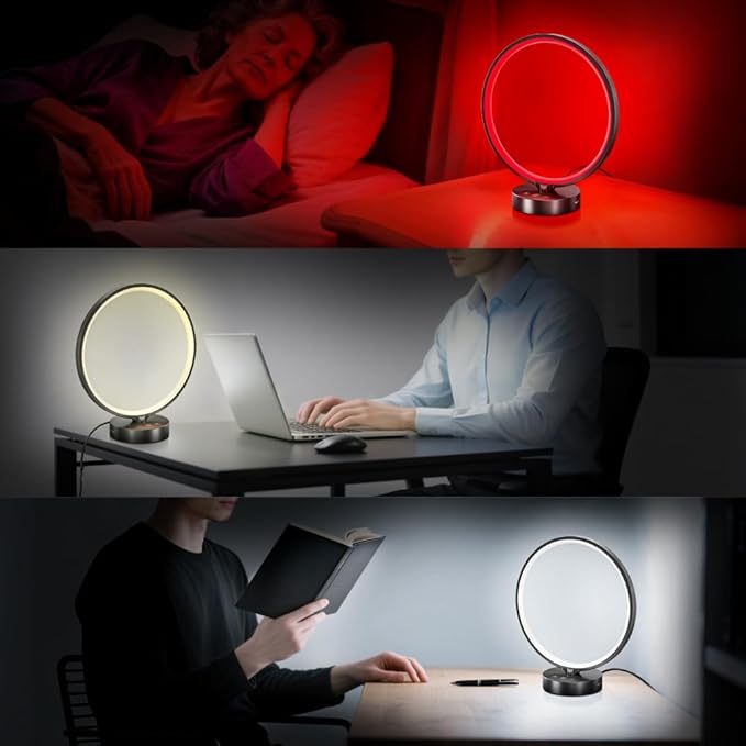Red Light Therapy for Sleep 670nm Wavelength Timing and 5 Brightness Red Lights Lamp,4 Colors with Touch or Remote Control Decorative Lamp for Bedroom