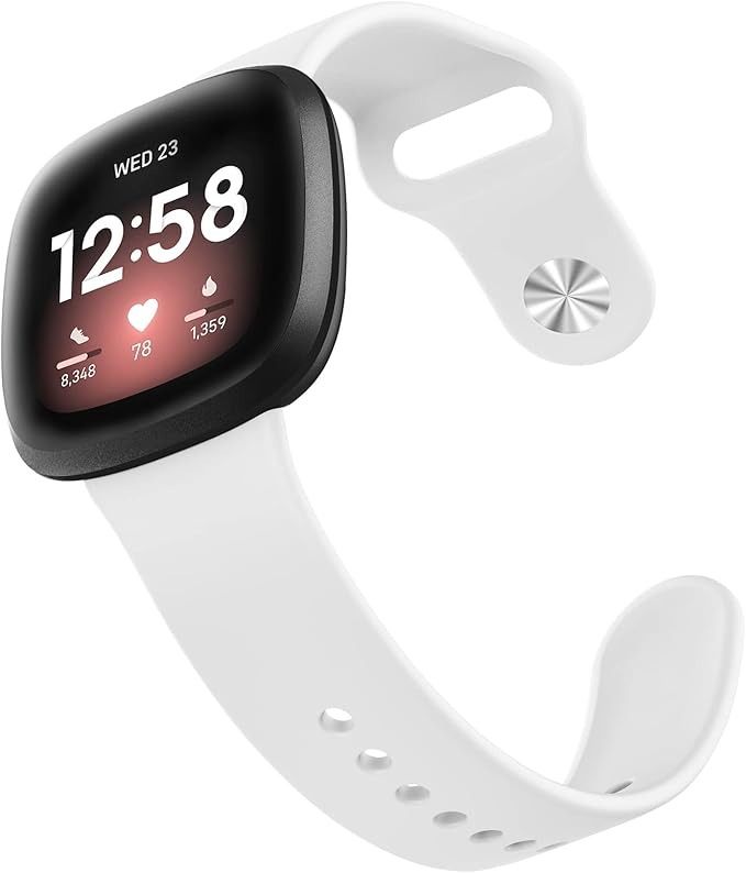 AK Silicone Bands Compatible with Fitbit Versa 4 Bands & Fitbit Sense 2 Bands for Women Men, Soft Straps Replacement Wristbands for Fitbit Versa 3 & Versa 4 / Sense & Sense 2 Smart Watch (White)