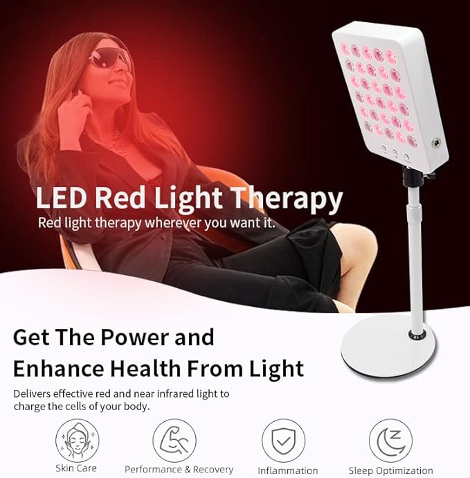 Red Light Therapy for Face and Body, 30 LEDs Red 660nm Near Infrared 850nm, High Power Panel for Pain Relief, Sleep, Skin Health, Anti-Aging, Energy, Recovery (White)