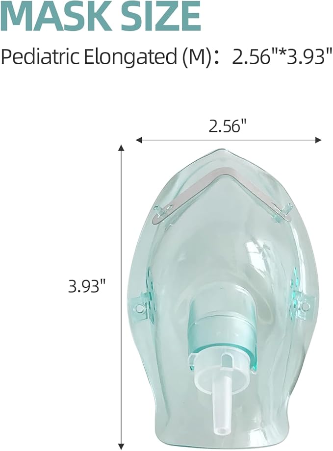 3 Pack Oxygen Mask for Face Adult with 7 Ft Tube, Adult Oxygen Mask with Adjustable Elastic Strap - XL+L+M,Green