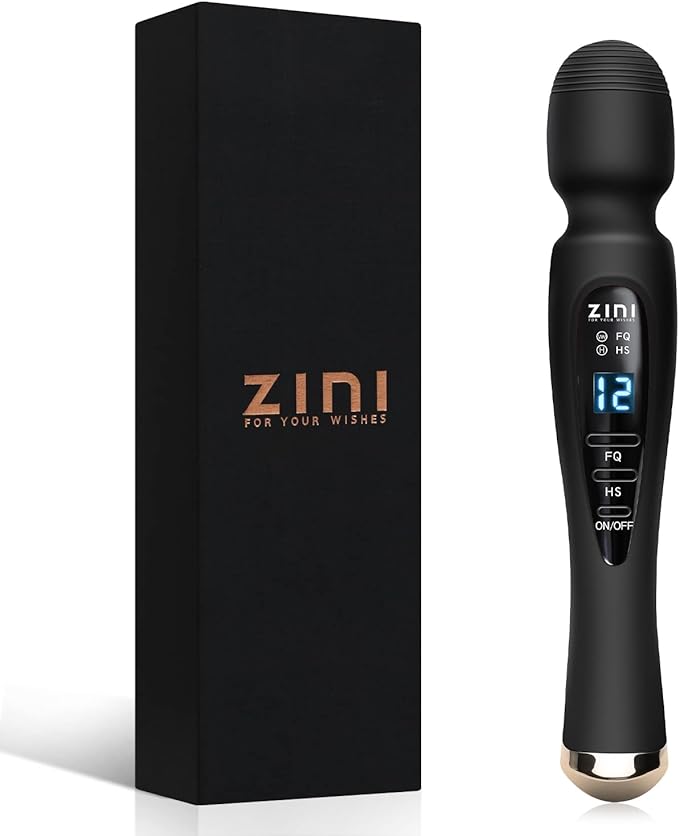 Handheld Massager for Back, Cordless Massager with LCD Display, Personal Massager for Pain Relief, Powerful 12 Vibrating Massage Wand, Black