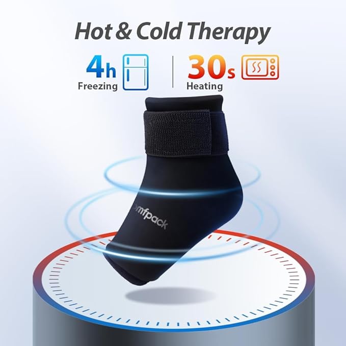 Ankle Ice Pack Wrap for Swelling, 2PCS Gel Ankle Foot Ice Pack Wrap with Hot Cold Compression Pain Relief for Plantar Fasciitis, Sprained, Achilles Tendonitis, Heel Spur
