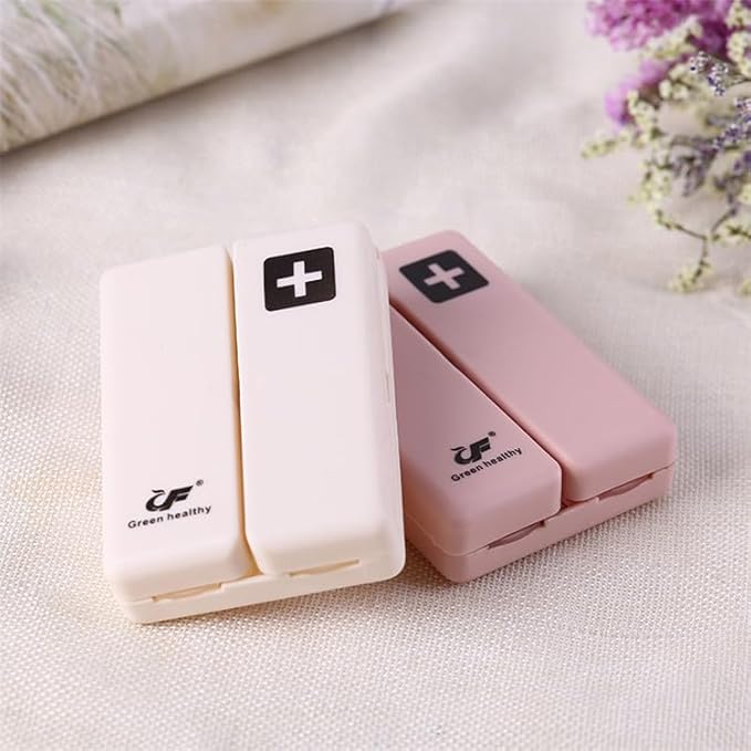 Magnetic Foldable Pill Case, Daily Pill Box Organizer Easy to Open, BPA Free, 7-Day Portable Weekly Vitamin Dispenser Reminder for Medicine, Fish Oil, Supplements, Capsule, DHA, Beige White