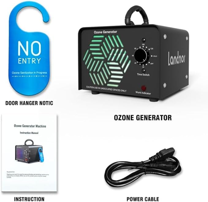 Ozone Generator 60,000mg/h, Ozone Air Purifier Deodorizer for Areas of 6,000 Square Feet, Efficient odor removal for Home, Basement, Smoke, Pet Room,Factory,Mall