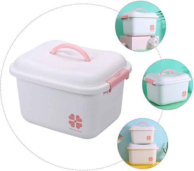 Alipis 1pc Plastic Medicine Box Medicine Storage Cabinet Portable Storage Box Family Plastic Organizer Portable Kit Case Emergency Case White