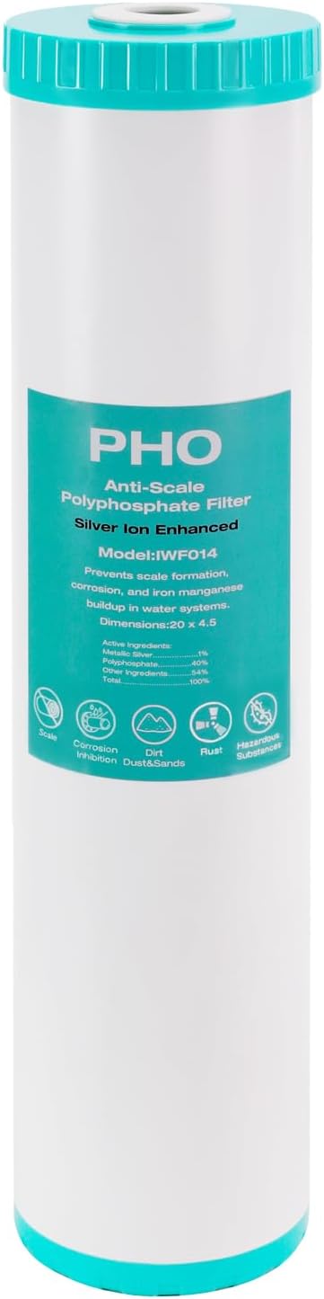 H&G Lifestyles Water Descaler Cartridge,Replacement for 20 x 4.5 Whole House Water Filtration System, Anti-Scale Filter,Polyphosphate Inhibitor Filter,Compatible with 20 Inches Filter Housing