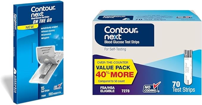 Contour Next Blood Glucose Test Strips for Diabetes – 70 and 15 Count (2 Pack, Total 85) – Accurate, No Coding, Second-Chance Sampling, Works with All Contour Next Meters for Easy Testing