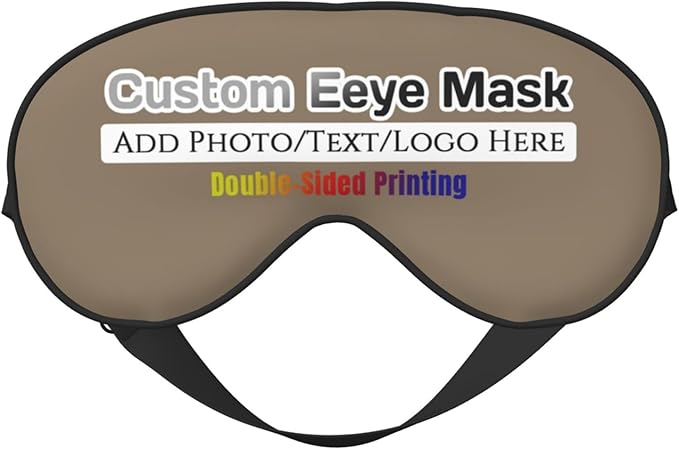 Custom Eye Mask,Add Your Image Text Personalized Sleep Shade Soft Blindfold Eyemask Blackout Eye Cover with Adjustable Strap for Sleep,Travel,Nap Brown Savana