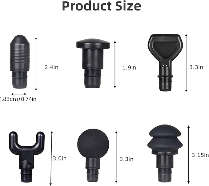 Wokyo 6 PCS Massage Gun Heads Kit, Replaceable 18 mm Massager Gun Attachments, Plug and Play 6 Different Muscle Massager Heads for Full-Body Muscle Relaxation(6 Packs Combo Head Kit)