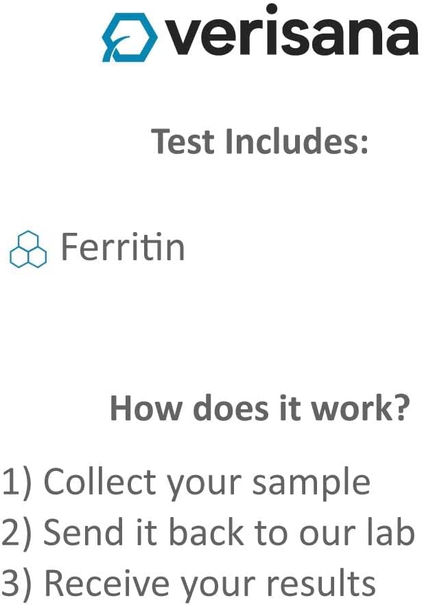 Iron Test for Women – Determine Your Ferritin Value & a Possible Iron Deficiency – Easy & Convenient from Home by CLIA-Certified Lab – Verisana