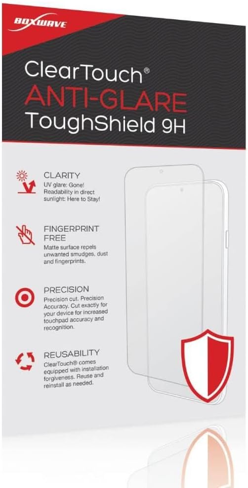 BoxWave Screen Protector Compatible with Skylight Calendar (15 inch) - ClearTouch Anti-Glare ToughShield 9H (2-Pack), Anti-Glare 9H Tough Flexible Film Screen Protector
