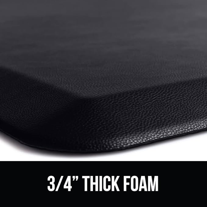 GORILLA GRIP Comfortable Cushioned Kitchen Mats for Floor, 3/4 Inch Thick Ergonomic Standing Desk Anti Fatigue Mat, Waterproof and Stain Resistant Pebbled Top, Supportive Padded Foam Rug, 20x32, Black