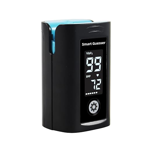 Pulse Oximeter Fingertip Blood Oxygen Saturation Monitor, Heart Rate/Spo2 Oximeter with LCD Screen, AAA Batteries, Lanyard And Protection Bag, Black