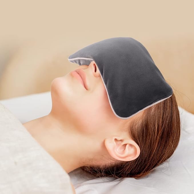 Lavender Weighted Eye Pillow for Yoga, Microwavable Moist Heat Eye Compress Mask Pillow with Washable Cover for Relaxation, Sleeping, Meditation, Yoga, Spa, Migraine Relief