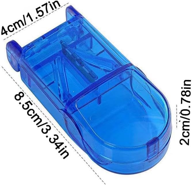 1Pc Blue Pill Cutter,Pill Cutter and Splitter with Dispenser,Splitter with Dispenser, Cuts Pills, Vitamins, Tablets, Cutting Small or Large Pills Daily Medicine Organizer, Medication Aids