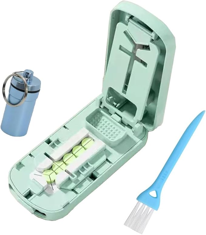 1/3 Pill Separator 1/4 Medicine Cutter with Grinding Function, Equipped with Cleaning Brush