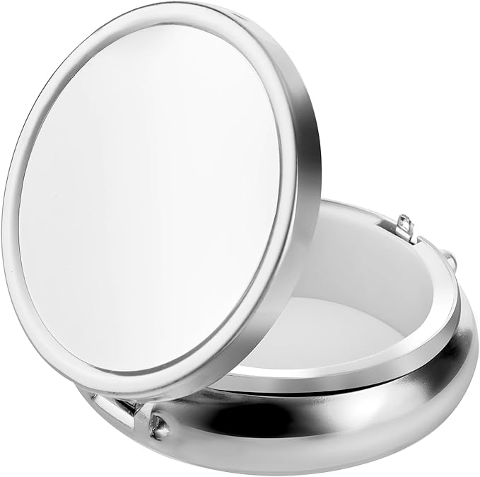 Pill Box Cute Small Pill Box for Purse & Pocket Medicine Organizer Travel Pillbox Waterproof Pill Case Metal Pill Container Holder for Vitamins, Fish Oil, Supplements(Silver)