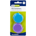 EZY DOSE Daily Round, Compact, Small, Disrcrete, Portable On-The-Go Pocket Pharmacy, Pill Box, Organizer and Vitamin Containers, Snap Shut Lids, Travel Friendly, Colors May Vary, 2 Pack, BPA Free