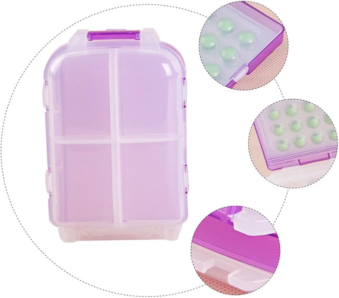 Beaupretty Three-layer Medicine Organizer Foldable Pill Box Large Capacity Plastic for Outdoor Travel Purple