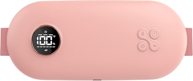 NOWWISH Upgraded Graphene Heating Pad for Period Cramps Pain Relief, Portable Electric Cordless Menstrual Heating Pad with 6 Heat Levels 6 Massage Modes 3 Timer, Easter Gifts for Women Girls, Pink