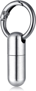 Small Pill Case Keychain Portable Waterproof Titanium Pocket Pill Organizer Tiny Pill Holder Bottle Carabiner Clip Pill Holder Bottle for Outdoor Camping Travel Purse