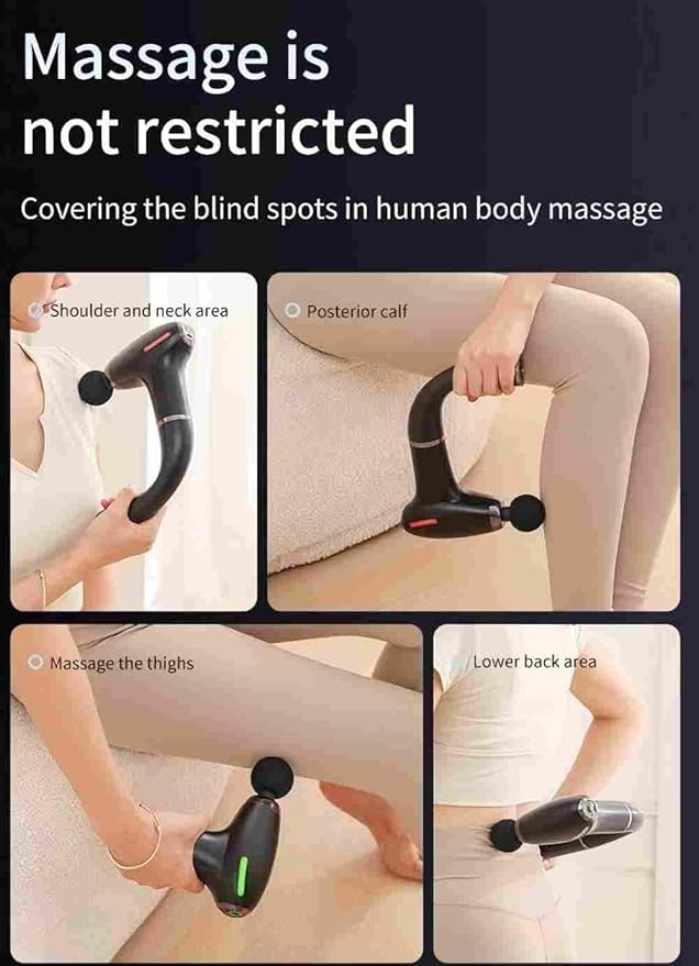 3-in-1 Massage Gun with Upgraded Extension Handle,Back Massager for Pain Relief, Portable Percussion Muscle Massager for Shoulder, Thigh, Waist & Neck Shoulders Waist Arm Legs Foot, 4 Replaceable