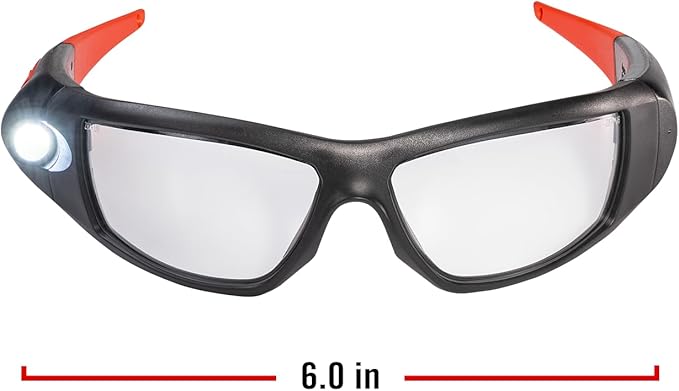 Coast SPG500 Rechargeable Lighted LED Safety Glasses, Tilt-and-Twist Optic, ANSI Z87 Standards, 2 Scratch Resistant Lenses (Clear, Yellow) Included, UV Protection, Protective Carrying Case Included