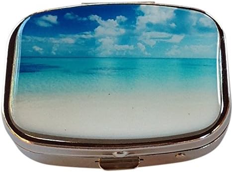 Beach Life 2-Compartment Travel Medicine Organizer for Pills, Vitamins, and Small Items – Durable, Compact Pill Case (2.2" x 1.8" x 0.6")