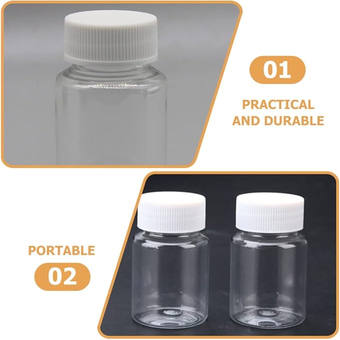 Kichvoe 40 Pack Portable Clear Plastic Dispensing Bottles 3.14X1.77 Inch Small Pill Organizers Travel Medicine Containers for Camping Hiking Outdoor Use