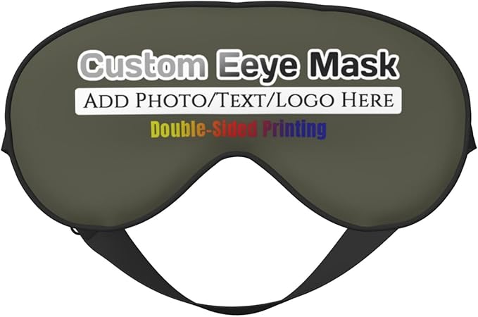 Personalized Eye Masks,Customized Sleep Blindfold Eye Mask,Custom Blackout Eye Cover with Adjustable Strap for Travel and Nap Military Green