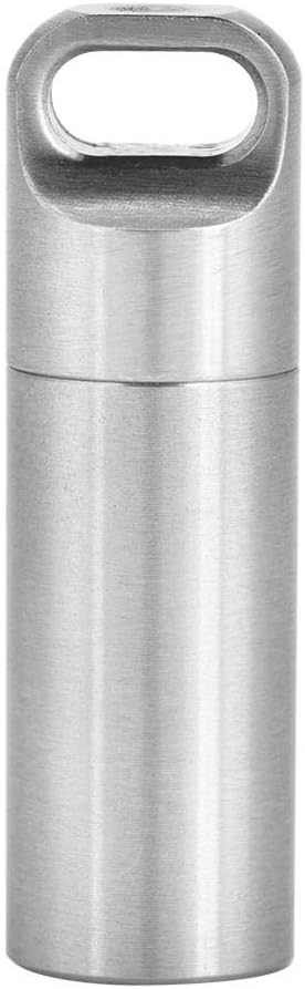 VGEBY Pills Holders, Single Chamber Stainless Steel Keychain Pills Case Survivals Pills Bottle Box Fob Organizer Container