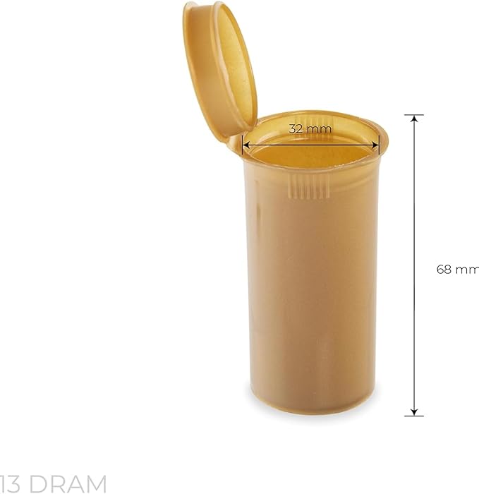 100Pcs Empty Pill Bottles with Caps, 13 Dram Empty Prescription Vial, Waterproof Airtight Joint Pill Bottles with Pop Top Caps, Medicine Container for Pill, Crafts, Candy, Supplements(Gold)