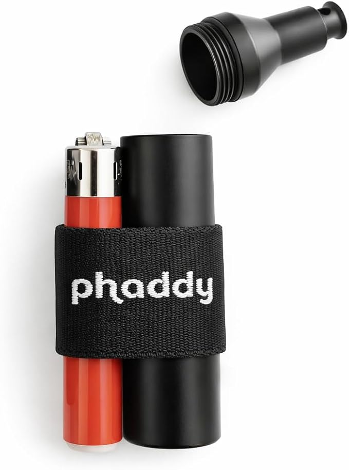 phaddy™ Keychain Pill Holder with Compression Band System – Modular EDC Aluminum Capsule | Lip Balm Holder, Airtight & Watertight Container for Cash & Small Essentials (Black)