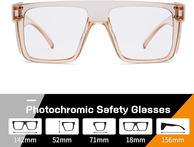 Photochromic Anti Bluelight UV400 Auto-Darkening Clear to Smoke Lens Transitional ANSI Z87.1 Safety SunglassesGlasses