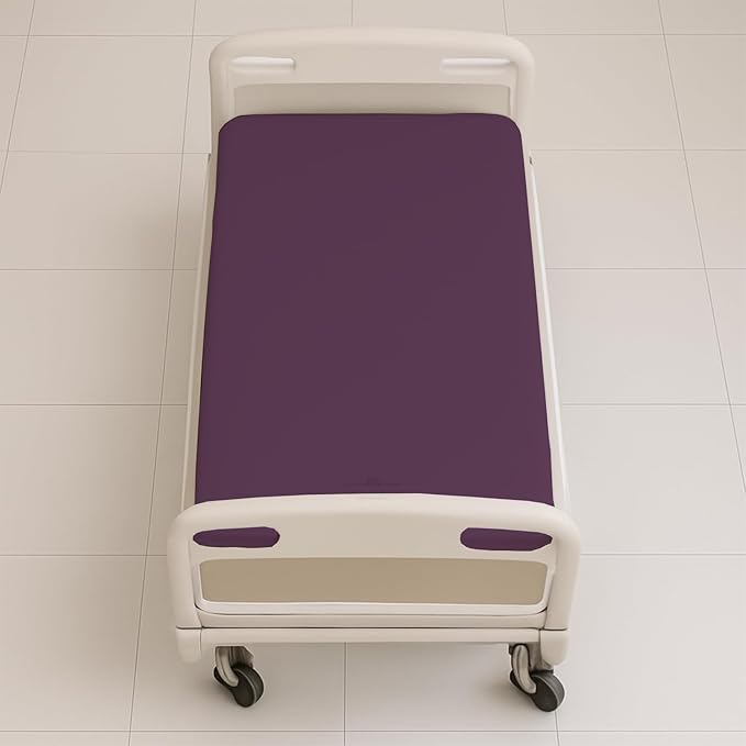 6 Pack Fitted Hospital Bed Sheets - Soft Microfiber Hospital Fitted Sheet - Hospital Bed Fitted Sheets (Plum, 36" x 84" x 12")