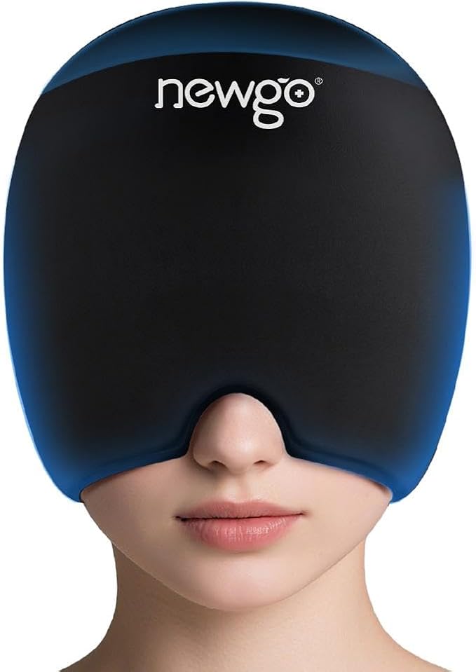 NEWGO Migraine Relief Cap Headaches Ice Cap with Top Coverage, Hot and Cold Therapy, Migraine Headache Relief Cap for Tension, Stress & Hangover