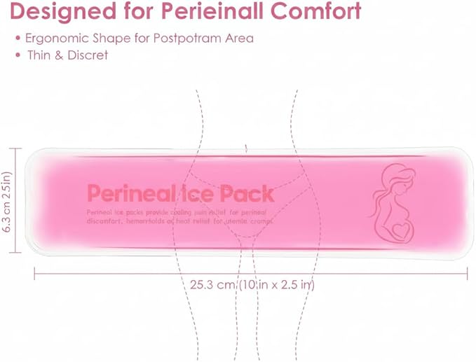 Perineal Cooling Pad, Postpartum Cold Packs Gel Bead Ice Pack Cold Therapy for Women After Pregnancy and Delivery, 2 Ice Pack and 3 Cover (Pink Gel Ice Pack)