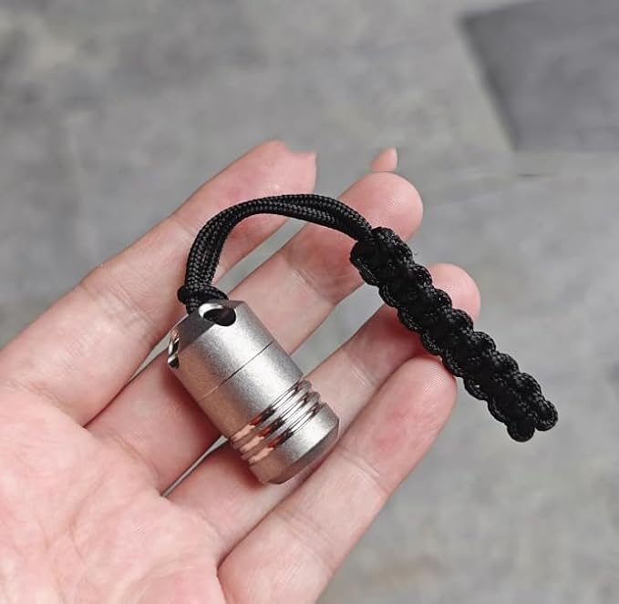 Titanium Keychain Pill Holder Mini Daily Pill Box Pendant Container Waterproof Metal Case Bottle Portable Organizer (Ti)