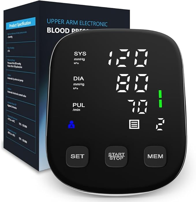 Blood Pressure Monitor with BP Cuff 8.7”-16.5”- Upper Arm Blood Pressure Monitors for Home Use AC-Powered&AAA Battery Charging/3-color Indicator-High Blood Pressure Machine Tracks Two Users