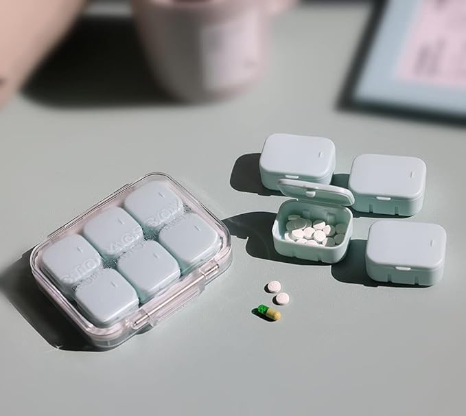 Pill Organizer Weekly A Set with 10 Small Pill Box, WOWHOUSE Daily Pill Case Free Combination Use (Green)