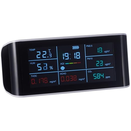 BOSREROY Portable 9-in-1 Air Quality Monitor, Indoor CO2, VOC, and Formaldehyde Detector with AQI, PM2.5 for Home Monitoring, Air Quality Tester with Clear Display