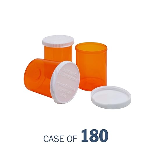 Ezy Dose Pill, Medicine, Vitamin Container & Vial | 20 Dram Storage | Child-Resistant Cap | Case of 180